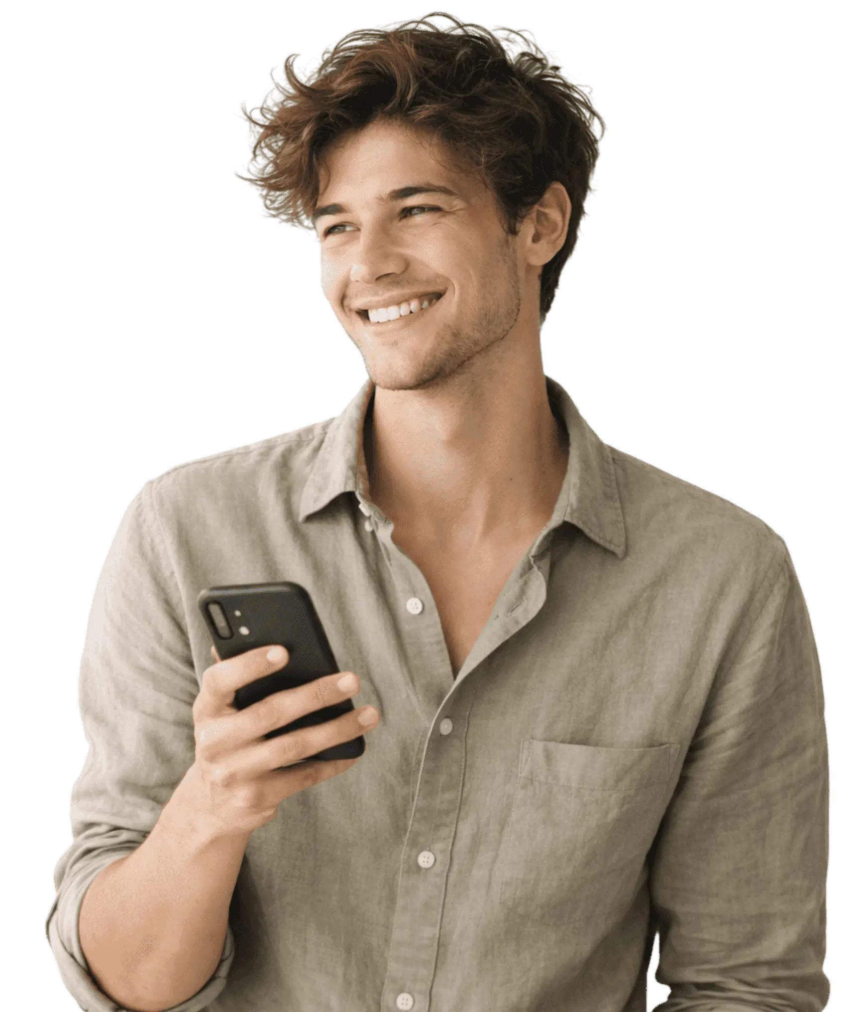 Homem segurando celular